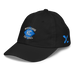 Front left angle of the MAS Kansas City Wheelchair Softball Diamond Black Youth Dad Hat against a white background