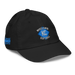 Front right angle of the MAS Kansas City Wheelchair Softball Diamond Black Youth Dad Hat against a white background