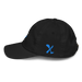 Left angle of the MAS Kansas City Wheelchair Softball Diamond Black Youth Dad Hat against a white background
