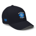 Front right angle of the MAS Kansas City Wheelchair Softball Diamond Dark Navy Flexfit Curved Bill Fitted against a white background