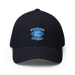 Front angle of the MAS Kansas City Wheelchair Softball Diamond Dark Navy Flexfit Curved Bill Fitted against a white background