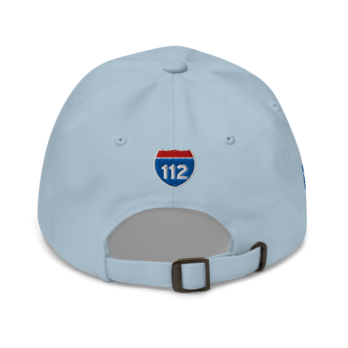 Back angle of the MAS Kansas City Wheelchair Softball Diamond Light Blue Dad Hat against a white background