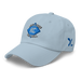 Front left angle of the MAS Kansas City Wheelchair Softball Diamond Light Blue Dad Hat against a white background