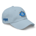 Front right angle of the MAS Kansas City Wheelchair Softball Diamond Light Blue Dad Hat against a white background