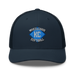 Front angle of the MAS Kansas City Wheelchair Softball Diamond Navy Curved Bill Trucker Snapback against a white background