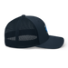 Right angle of the MAS Kansas City Wheelchair Softball Diamond Navy Curved Bill Trucker Snapback against a white background