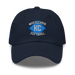 Front angle of the MAS Kansas City Wheelchair Softball Diamond Navy Dad Hat against a white background