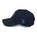 Left angle of the MAS Kansas City Wheelchair Softball Diamond Navy Dad Hat against a white background