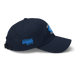 Right angle of the MAS Kansas City Wheelchair Softball Diamond Navy Dad Hat against a white background