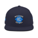 Front angle of the MAS Kansas City Wheelchair Softball Diamond Navy Flat Bill Snapback against a white background