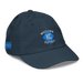 Front right angle of the MAS Kansas City Wheelchair Softball Diamond Navy Youth Dad Hat against a white background