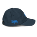 Right angle of the MAS Kansas City Wheelchair Softball Diamond Navy Youth Dad Hat against a white background