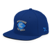 Front left angle of the MAS Kansas City Wheelchair Softball Diamond Royal Blue Flat Bill Snapback against a white background