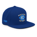 Front right angle of the MAS Kansas City Wheelchair Softball Diamond Royal Blue Flat Bill Snapback against a white background