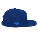 Right angle of the MAS Kansas City Wheelchair Softball Diamond Royal Blue Flat Bill Snapback against a white background