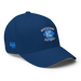Front right angle of the MAS Kansas City Wheelchair Softball Diamond Royal Blue Flexfit Curved Bill Fitted against a white background