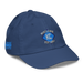 Front right angle of the MAS Kansas City Wheelchair Softball Diamond Royal Youth Dad Hat against a white background