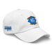 Front right angle of the MAS Kansas City Wheelchair Softball Diamond White Dad Hat against a white background