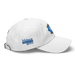 Right angle of the MAS Kansas City Wheelchair Softball Diamond White Dad Hat against a white background