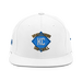 Front angle of the MAS Kansas City Wheelchair Softball Diamond White Flat Bill Snapback against a white background