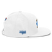 Right angle of the MAS Kansas City Wheelchair Softball Diamond White Flat Bill Snapback against a white background