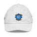 Front angle of the MAS Kansas City Wheelchair Softball Diamond White Youth Dad Hat against a white background