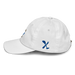 Left angle of the MAS Kansas City Wheelchair Softball Diamond White Youth Dad Hat against a white background