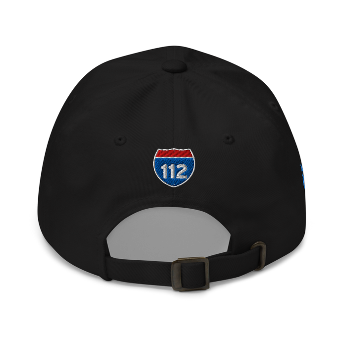 Back angle of the MAS Kansas City Wheelchair Softball Script Black Dad Hat against a white background