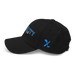 Left angle of the MAS Kansas City Wheelchair Softball Script Black Dad Hat against a white background