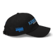 Right angle of the MAS Kansas City Wheelchair Softball Script Black Dad Hat against a white background