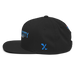 Left angle of the MAS Kansas City Wheelchair Softball Script Black Flat Bill Snapback against a white background