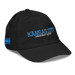 Front right angle of the MAS Kansas City Wheelchair Softball Script Black Youth Dad Hat against a white background