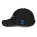 Left angle of the MAS Kansas City Wheelchair Softball Script Black Youth Dad Hat against a white background