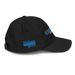 Right angle of the MAS Kansas City Wheelchair Softball Script Black Youth Dad Hat against a white background