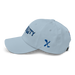 Left angle of the MAS Kansas City Wheelchair Softball Script Light Blue Dad Hat against a white background
