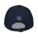 Back angle of the MAS Kansas City Wheelchair Softball Script Navy Dad Hat against a white background