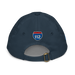 Back angle of the MAS Kansas City Wheelchair Softball Script Navy Youth Dad Hat against a white background