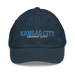 Front angle of the MAS Kansas City Wheelchair Softball Script Navy Youth Dad Hat against a white background