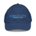 Front angle of the MAS Kansas City Wheelchair Softball Script Royal Youth Dad Hat against a white background
