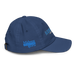 Right angle of the MAS Kansas City Wheelchair Softball Script Royal Youth Dad Hat against a white background
