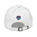 Back angle of the MAS Kansas City Wheelchair Softball Script White Dad Hat against a white background