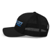 Left angle of the MAS Kansas City Wheelchair Softball Slant Black Curved Bill Trucker Snapback against a white background