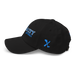 Left angle of the MAS Kansas City Wheelchair Softball Slant Black Dad Hat against a white background