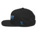 Left angle of the MAS Kansas City Wheelchair Softball Slant Black Flat Bill Snapback against a white background