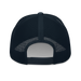 Back angle of the MAS Kansas City Wheelchair Softball Slant Navy Curved Bill Trucker Snapback against a white background