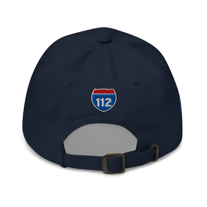 Back angle of the MAS Kansas City Wheelchair Softball Slant Navy Dad Hat against a white background