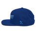 Left angle of the MAS Kansas City Wheelchair Softball Slant Royal Blue Flat Bill Snapback against a white background