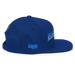Right angle of the MAS Kansas City Wheelchair Softball Slant Royal Blue Flat Bill Snapback against a white background