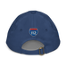 Back angle of the MAS Kansas City Wheelchair Softball Slant Royal Youth Dad Hat against a white background
