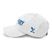Left angle of the MAS Kansas City Wheelchair Softball Slant White Dad Hat against a white background